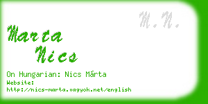 marta nics business card