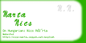 marta nics business card